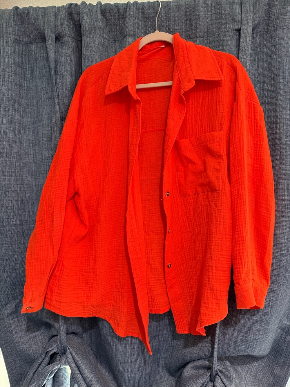 Women’s Orange Casual Button-Up Jacket Shirt